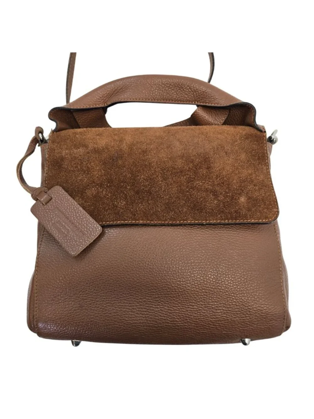 Persaman New York Pebble Leather & Suede Convertible Crossbody Handbag